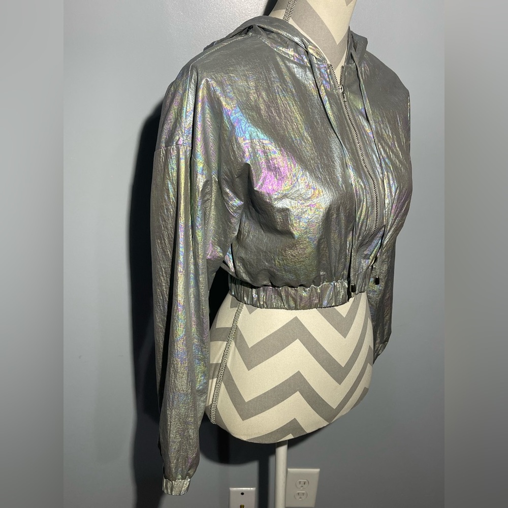 Superdown Silver Iridescent Bomber Jacket - image 6